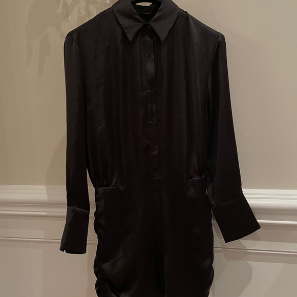 Draped satin effect little black dress w/ ruching - Picture 6 of 6